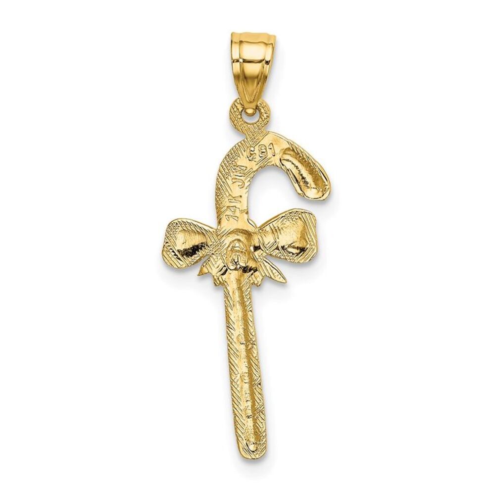 14k Yellow Gold Solid Polished Candy Cane Charm - image 4